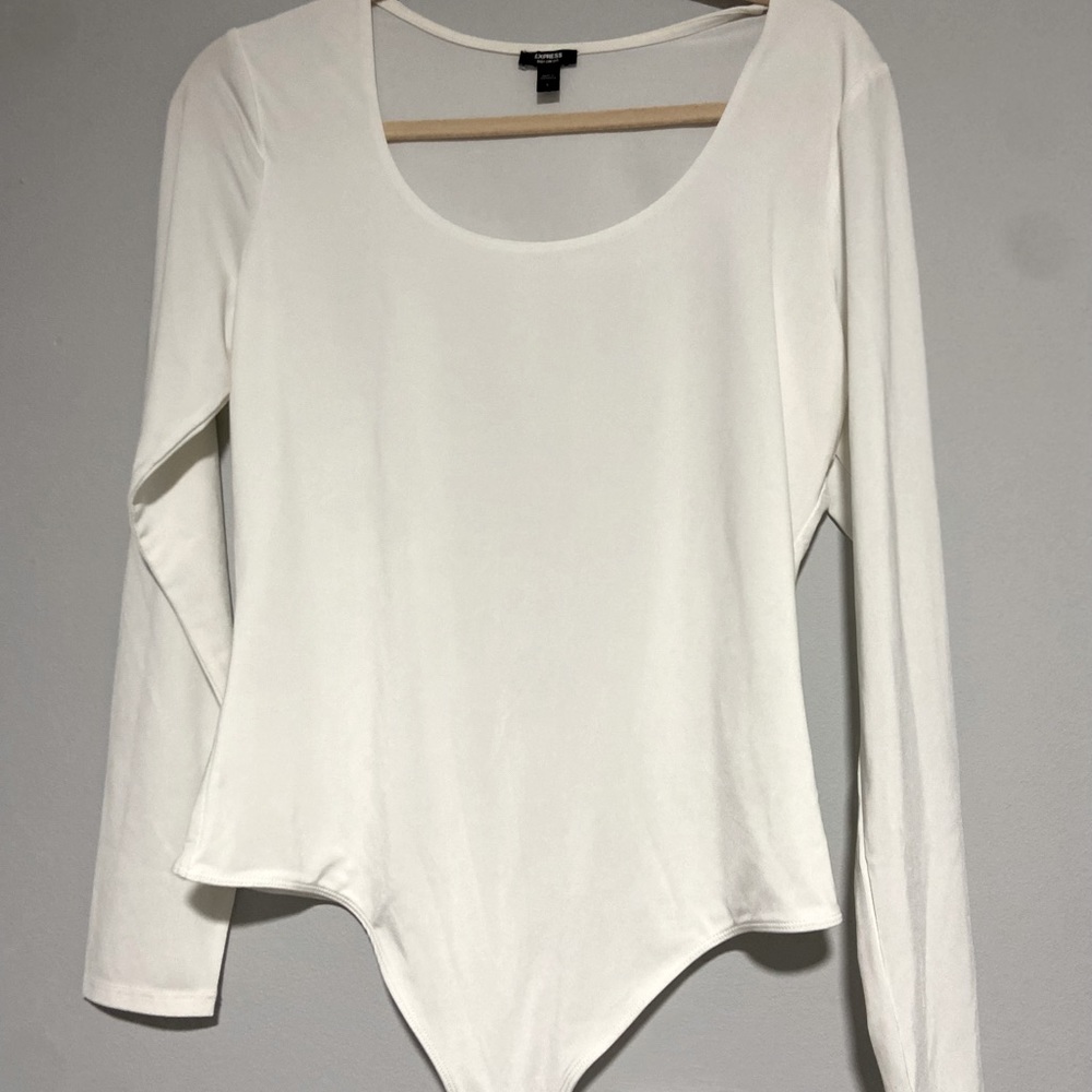 A long sleeve smooth material bodysuit from express. Size large